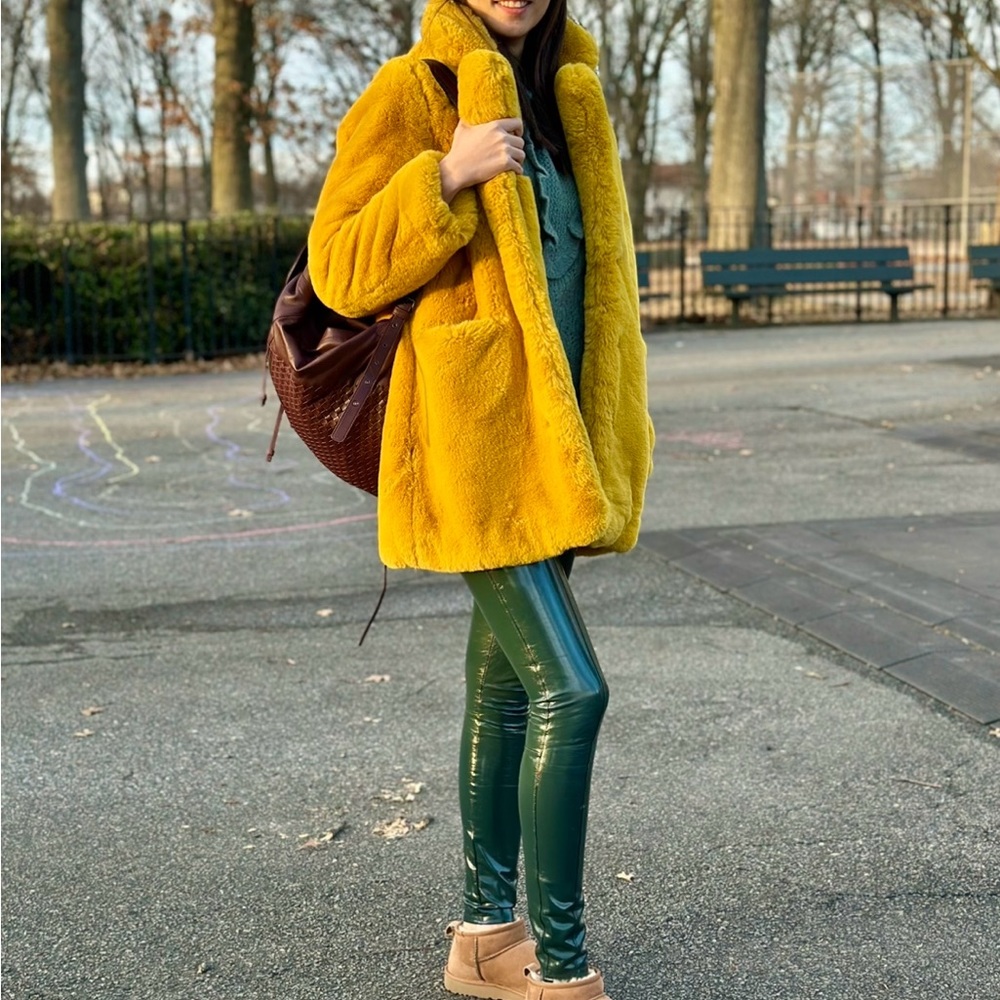 Apparis Sophie Faux Fur Coat Golden